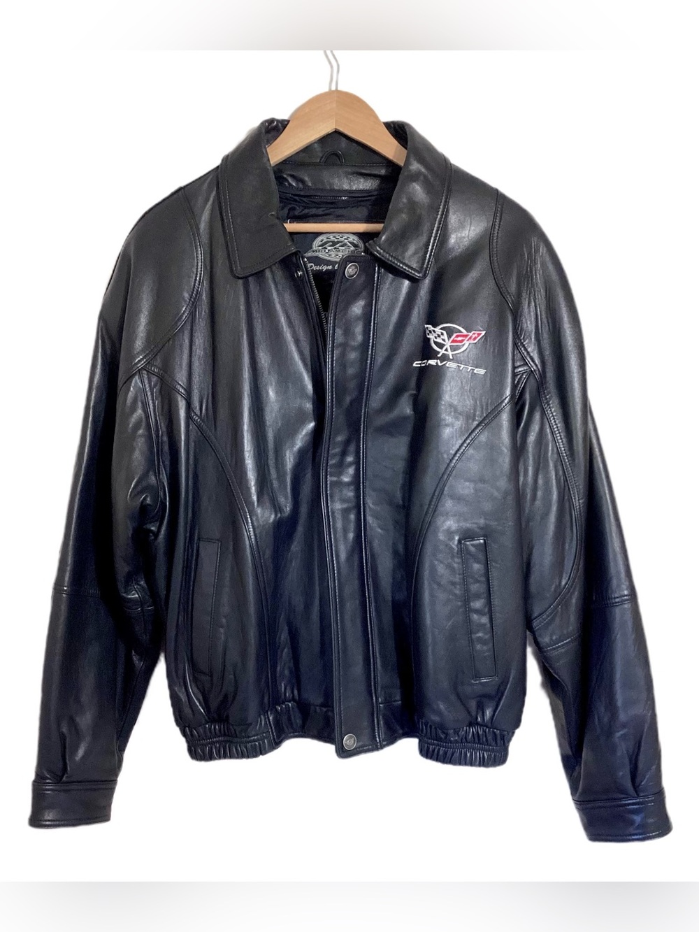 Vtg Mens Corvette C5 Leather Bomber Jacket Size 46 (2XL)